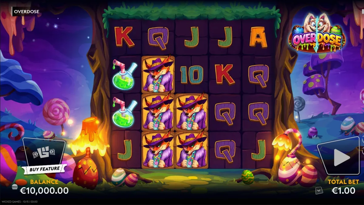 Tampilan visual slot Overdose dengan tema Easter yang gelap dan modern