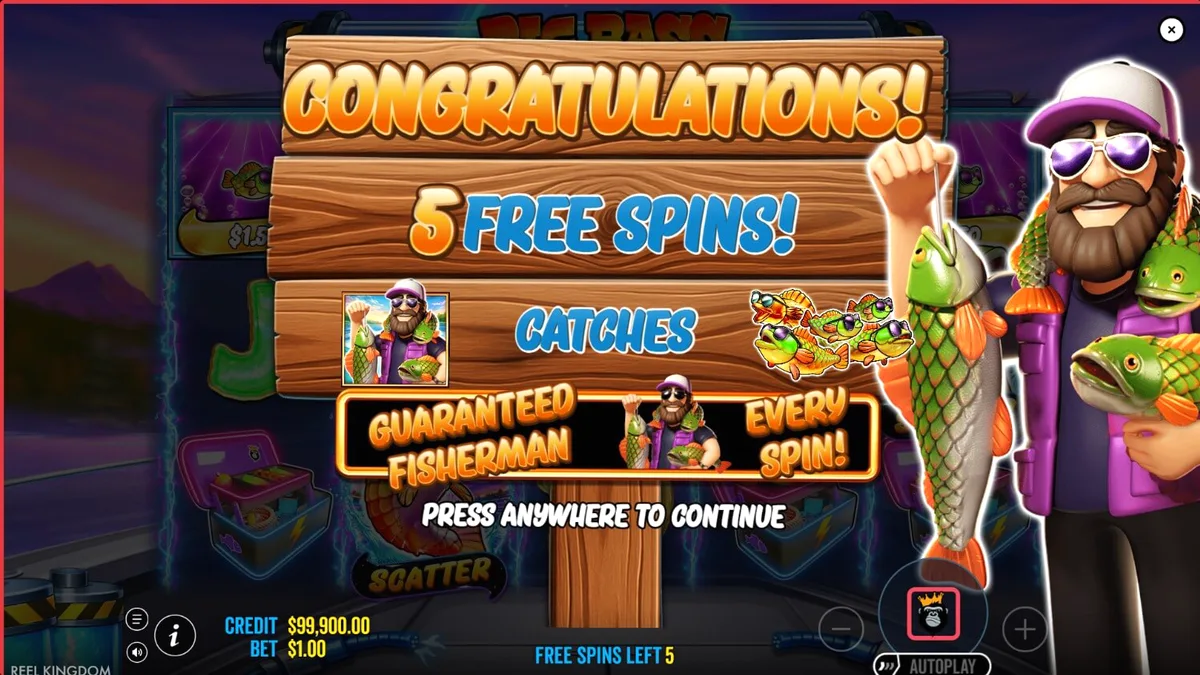 Tampilan visual slot Big Bass Blast dengan tema memancing futuristik